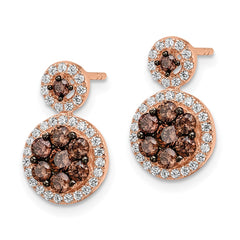 Sterling Silver Rose-tone Black Rhodium-plated CZ Fancy Post Earrings - 2