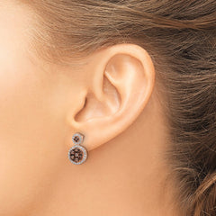 Sterling Silver Rose-tone Black Rhodium-plated CZ Fancy Post Earrings - 2