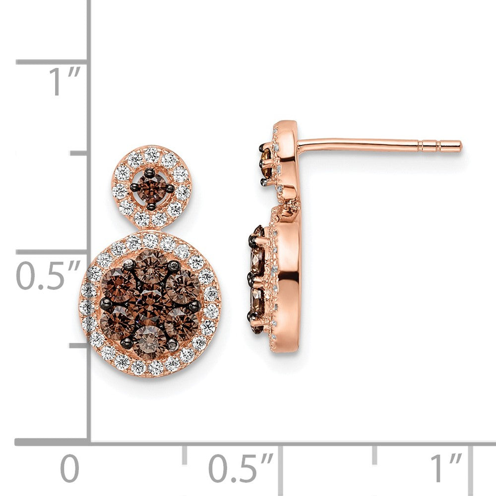 Sterling Silver Rose-tone Black Rhodium-plated CZ Fancy Post Earrings - 2