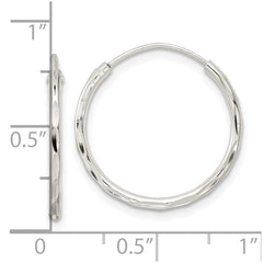 Sterling Silver Polished D/C Endless Hoop Earrings - 4