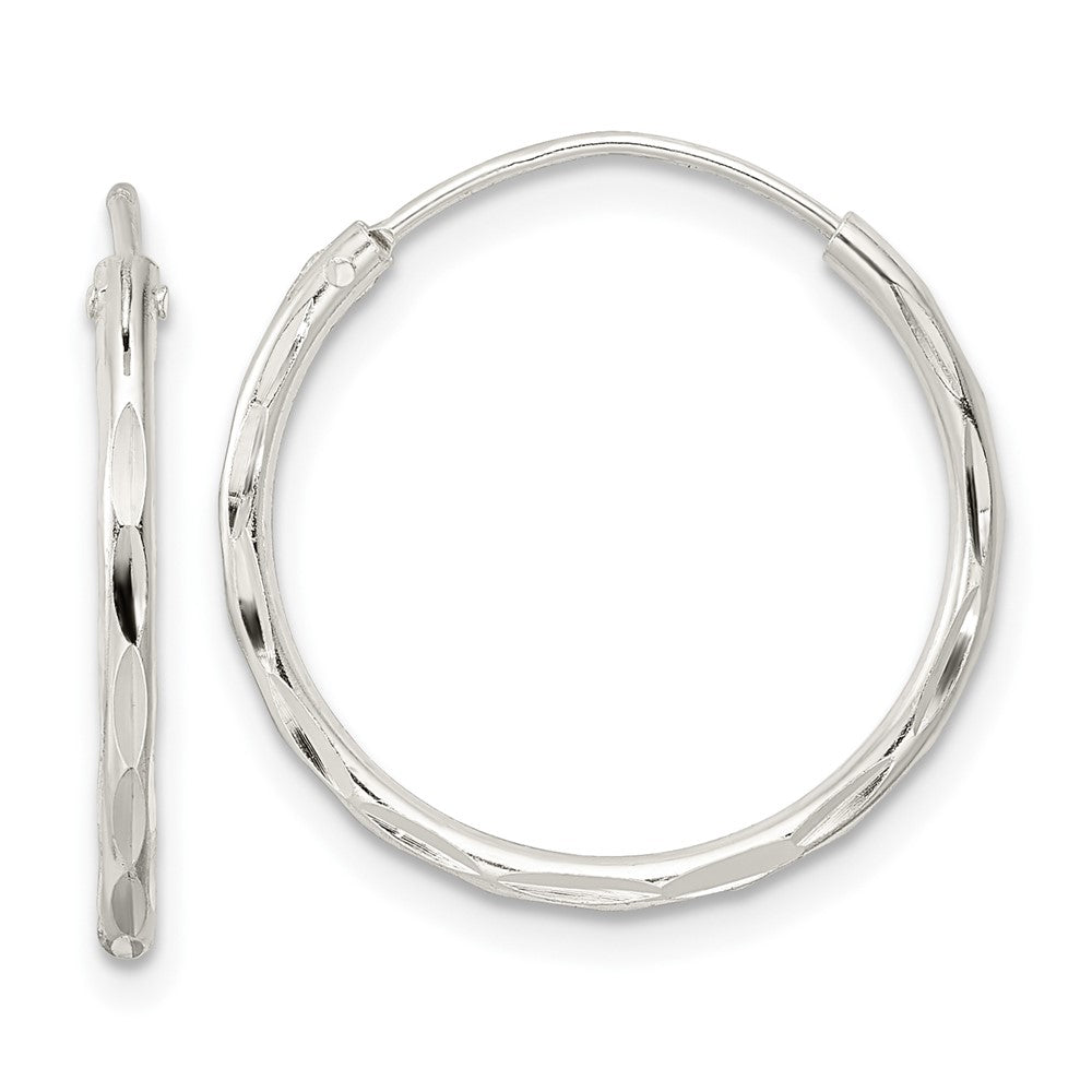 Sterling Silver Polished D/C Endless Hoop Earrings - 4