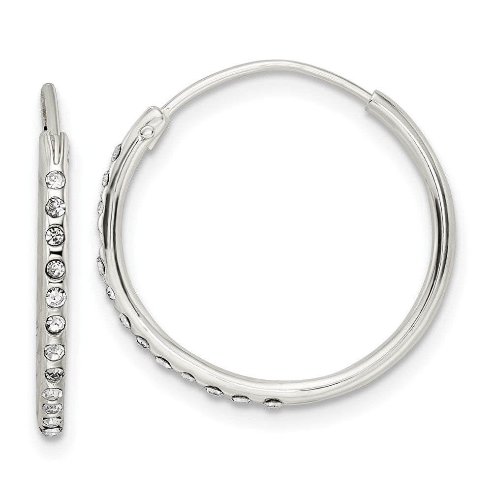Sterling Silver Crystal Endless Hoop Earrings - 2
