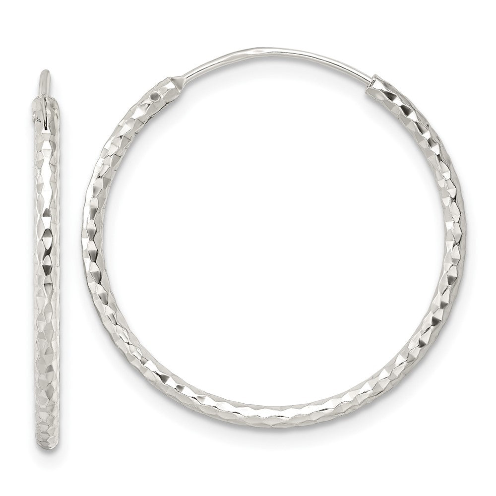 Sterling Silver Polished D/C Endless Hoop Earrings - 5