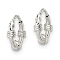 Sterling Silver Polished Beaded Circle Endless Hoop Earrings - 3