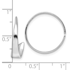 Sterling Silver Rhodium-plated Polished Flat Bar Hoop Threader Earrings