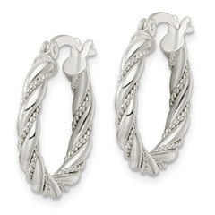 Sterling Silver Polished Twisted Rope Hoop Earrings - 3