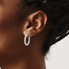 Sterling Silver Polished Twisted Rope Hoop Earrings - 3