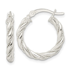 Sterling Silver Polished Twisted Rope Hoop Earrings - 3