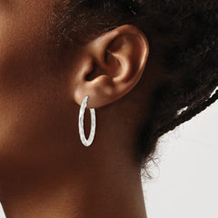 Sterling Silver Polished and Textured Twisted Hoop Earrings - 3