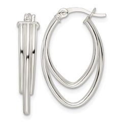 Sterling Silver Polished Triple Oval Hoop Earrings
