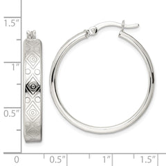 Sterling Silver Polished Geometric Design 5.25mm Round Hoop Earrings - 3