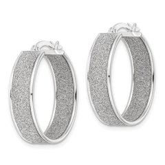Sterling Silver Polished Fabric Glitter 6.85mm Round Hoop Earrings - 2