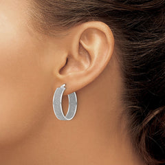 Sterling Silver Polished Fabric Glitter 6.85mm Round Hoop Earrings - 2