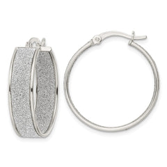 Sterling Silver Polished Fabric Glitter 6.85mm Round Hoop Earrings - 2