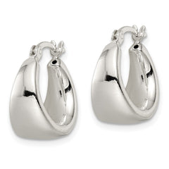 Sterling Silver Polished & Tapered Round Hoop Earrings - 2