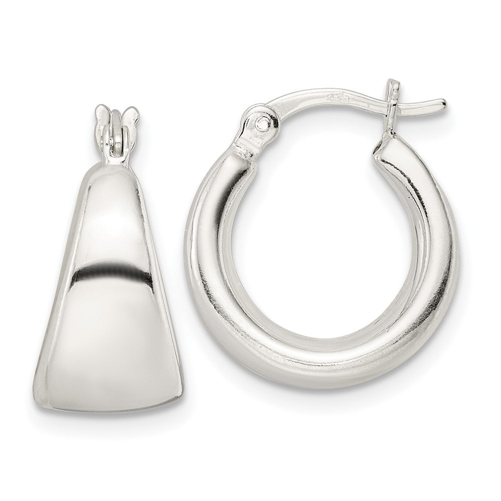 Sterling Silver Polished & Tapered Round Hoop Earrings - 2
