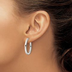 Sterling Silver Polished 3x28mm Hinged Tube Hoop Earrings