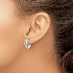 Sterling Silver Polished Basket Weave Hinged Hoop Earrings