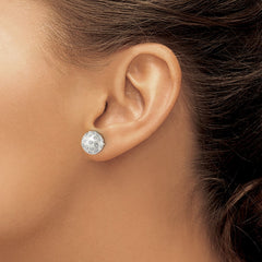 Sterling Silver Satin Crystal Ball Post Earrings