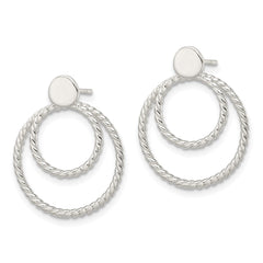 Sterling Silver w/2 Circle Jackets Button Post Earrings