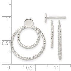 Sterling Silver w/2 Circle Jackets Button Post Earrings