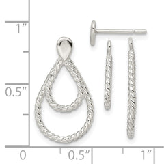 Sterling Silver w/2 Teardrop Jackets Button Post Earrings