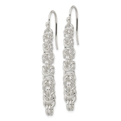 Sterling Silver Polished Fancy Byzantine Chain Dangle Earrings