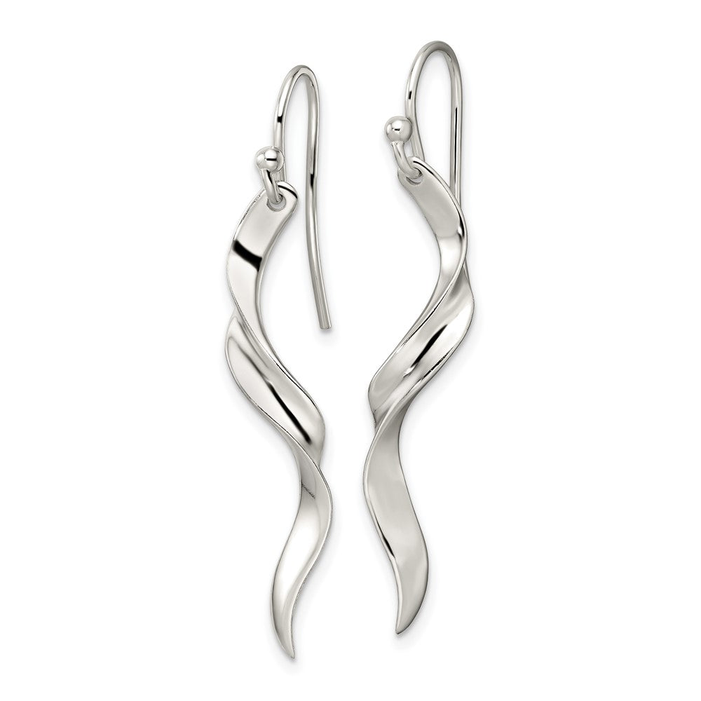 Sterling Silver Polished Twisted Dangle Earrings - 2