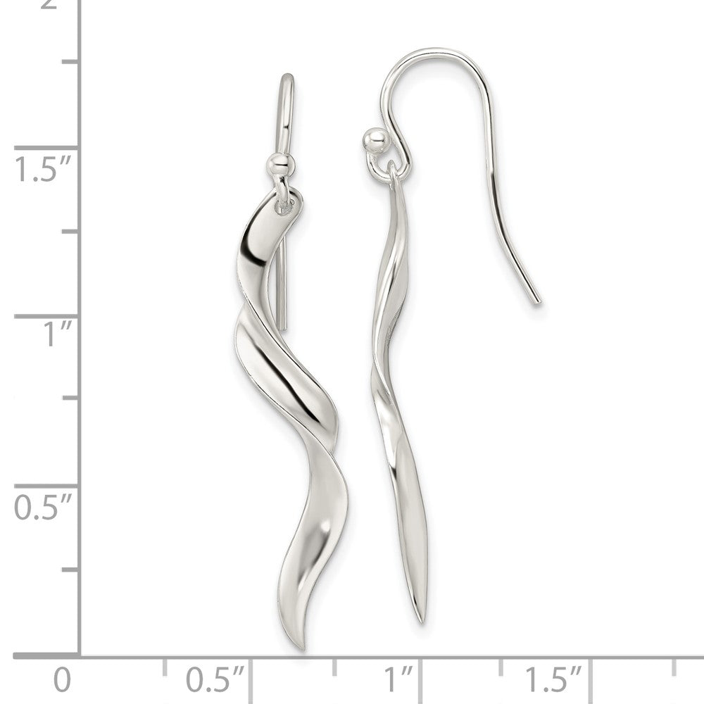 Sterling Silver Polished Twisted Dangle Earrings - 2