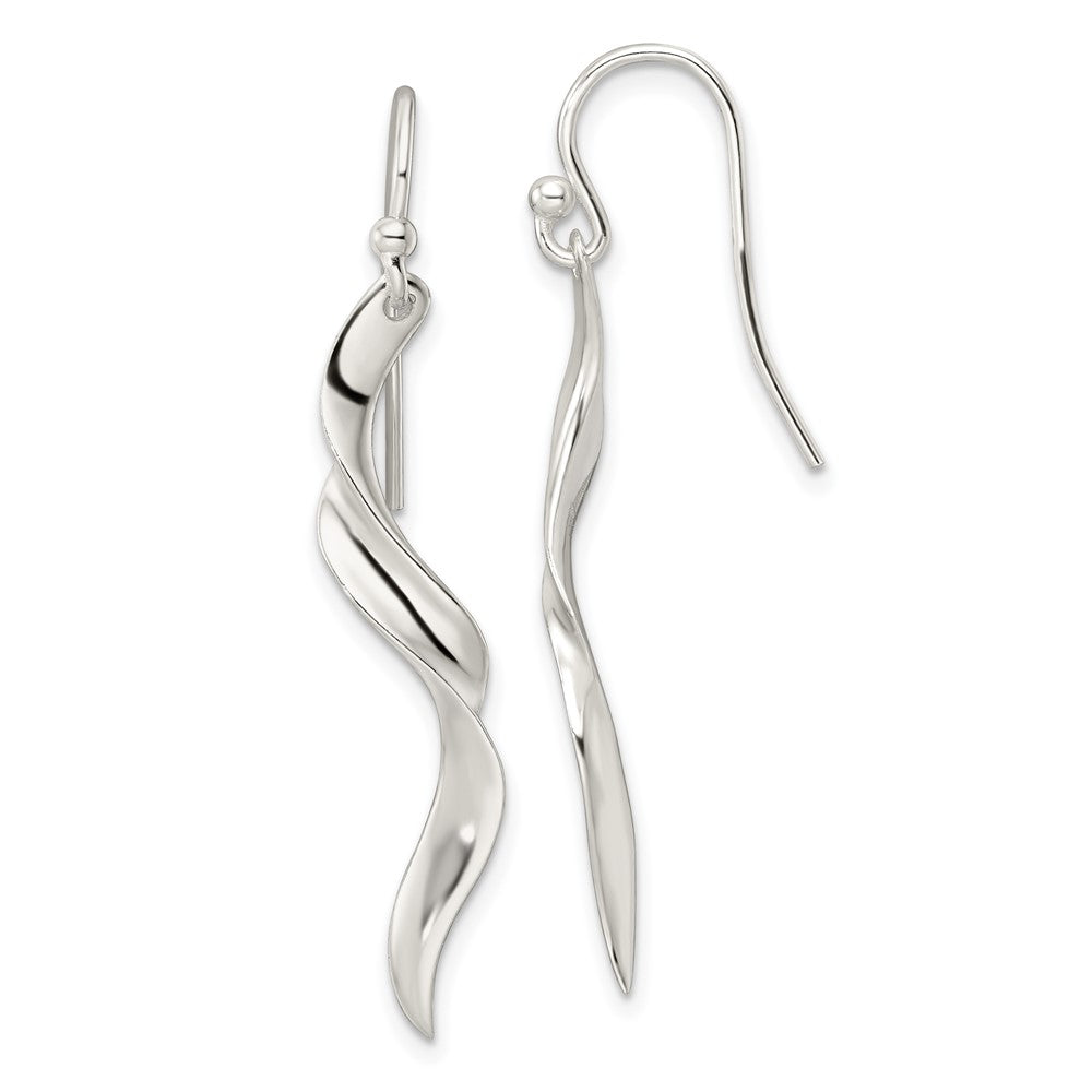 Sterling Silver Polished Twisted Dangle Earrings - 2
