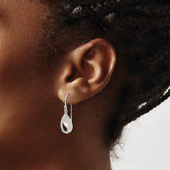 Sterling Silver Polished and Satin fancy Teardrop Dangle Earrings