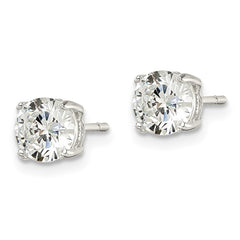Sterling Silver Polished 6mm Round CZ Heart Basket Set Stud Earrings - 2