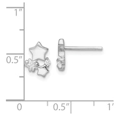 Sterling Silver Rhodium-plated Polished CZ Stars Post Earrings