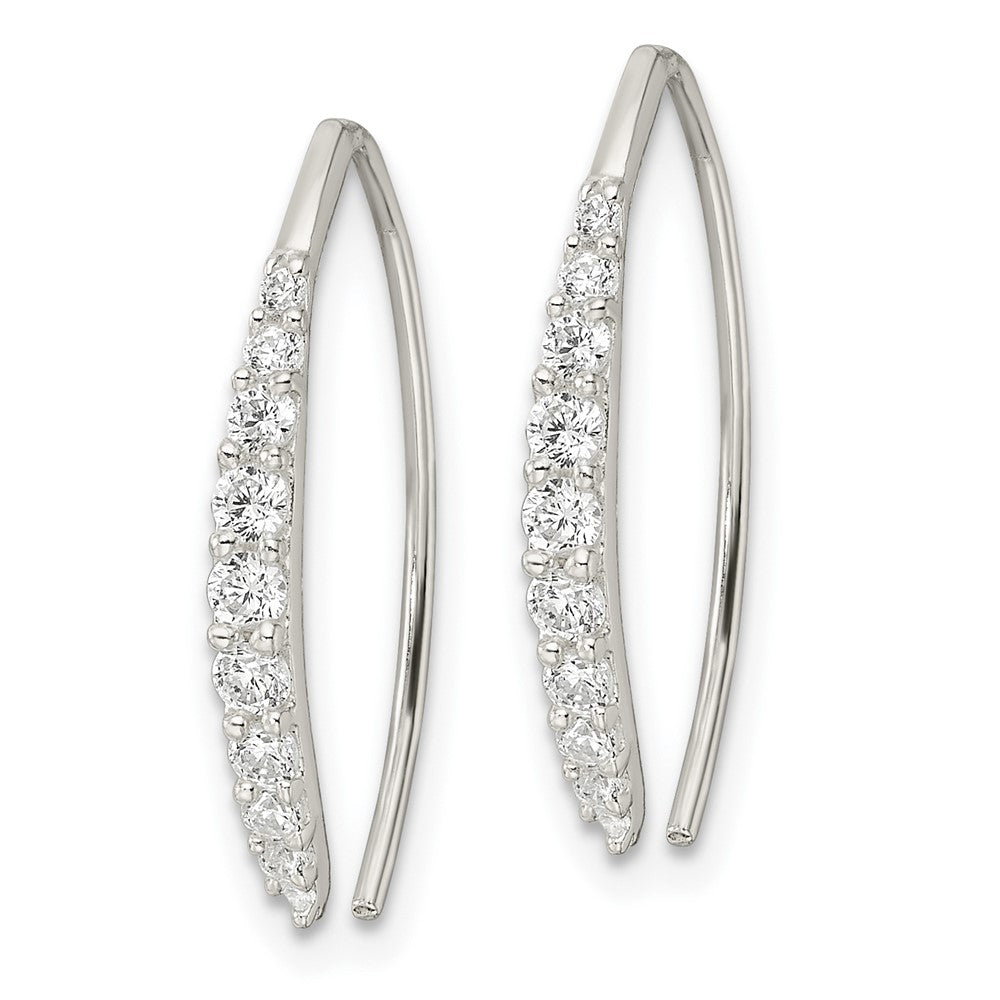 Sterling Silver Polished CZ Threader Earrings - 2