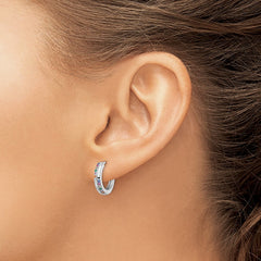 Sterling Silver Rhodium-plated Multicolor CZ Hinged Hoop Earrings