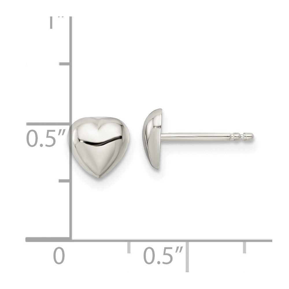 Sterling Silver Polished Heart Post Earrings - 6