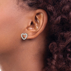 Sterling Silver CZ Heart Post Earrings - 2
