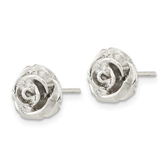 Sterling Silver Polished Rose Post Earrings - 2