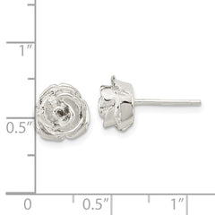 Sterling Silver Polished Rose Post Earrings - 2