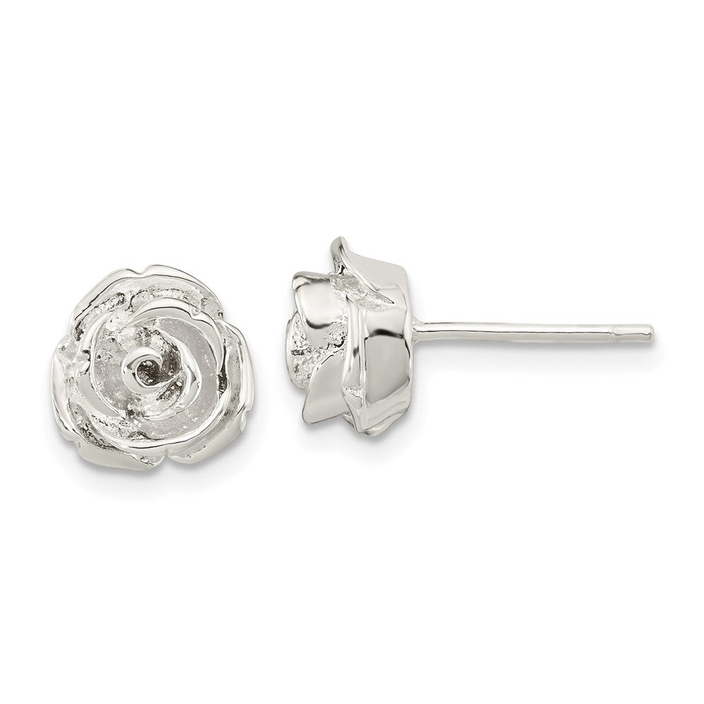 Sterling Silver Polished Rose Post Earrings - 2