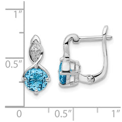 Sterling Silver Rhodium-plated Swiss BT/White Topaz Hinged Earrings - 2