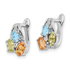 Sterling Silver RH-plated 1.50t.w. PE/CI/LSBT/WT Hinged Earrings