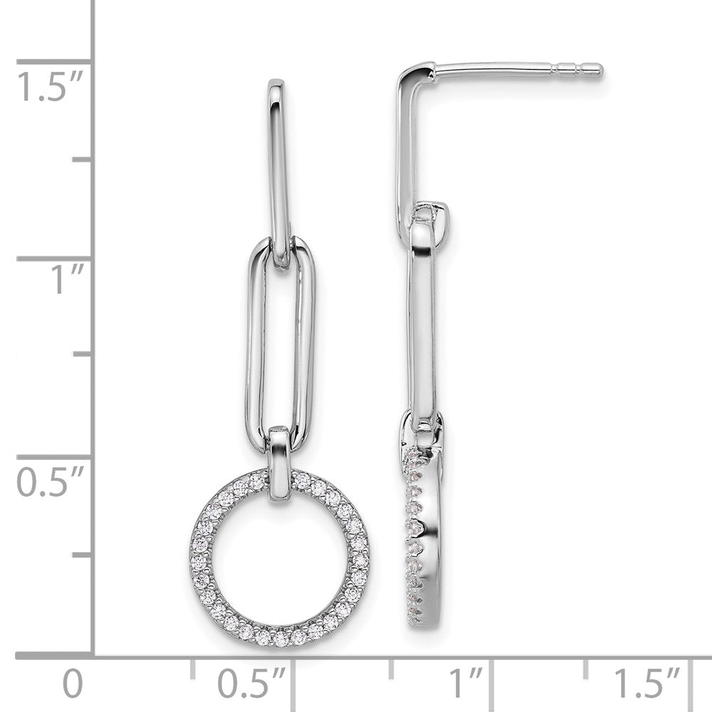 Pure Fire Sterling Silver Rhod-plated CZ Dangle Post Earrings - 2