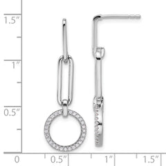 Pure Fire Sterling Silver Rhod-plated CZ Dangle Post Earrings - 2