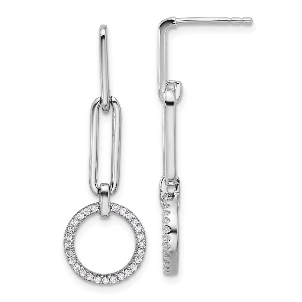 Pure Fire Sterling Silver Rhod-plated CZ Dangle Post Earrings - 2