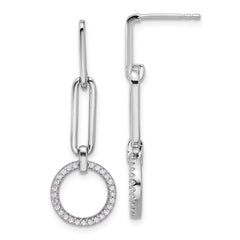 Pure Fire Sterling Silver Rhod-plated CZ Dangle Post Earrings - 2