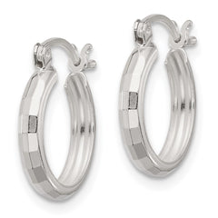 Sterling Silver Polished Textured Hoop Earrings - 8