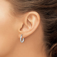 Sterling Silver Polished Textured Hoop Earrings - 8