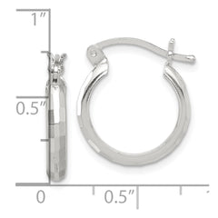 Sterling Silver Polished Textured Hoop Earrings - 8