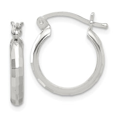 Sterling Silver Polished Textured Hoop Earrings - 8